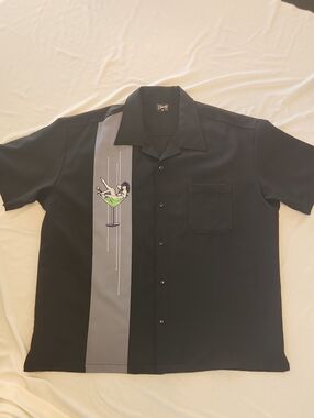 🧟‍♀️ Steady 2XL Pinup Zombi Martini Short-Sleeve Camp Shirt with Gray Panel